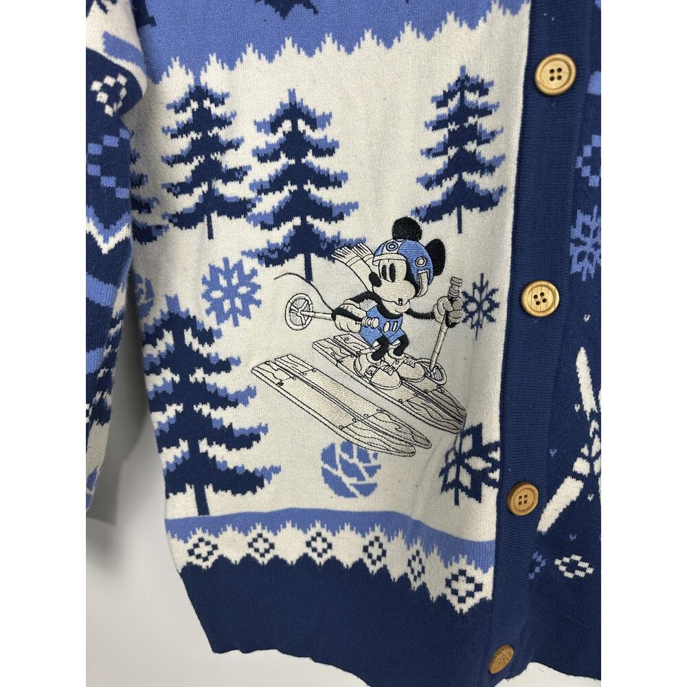 Her Universe Disney Mickey & Minnie Mouse Skiing Patterned Cardigan Oversized LG - Picture 6 of 14